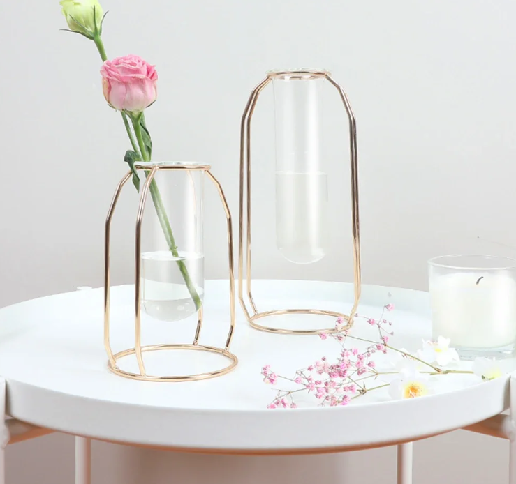 Nordic Geometric Glass Vase – Elegant Hydroponic Plant Holder for Minimalist Modern Home Decor