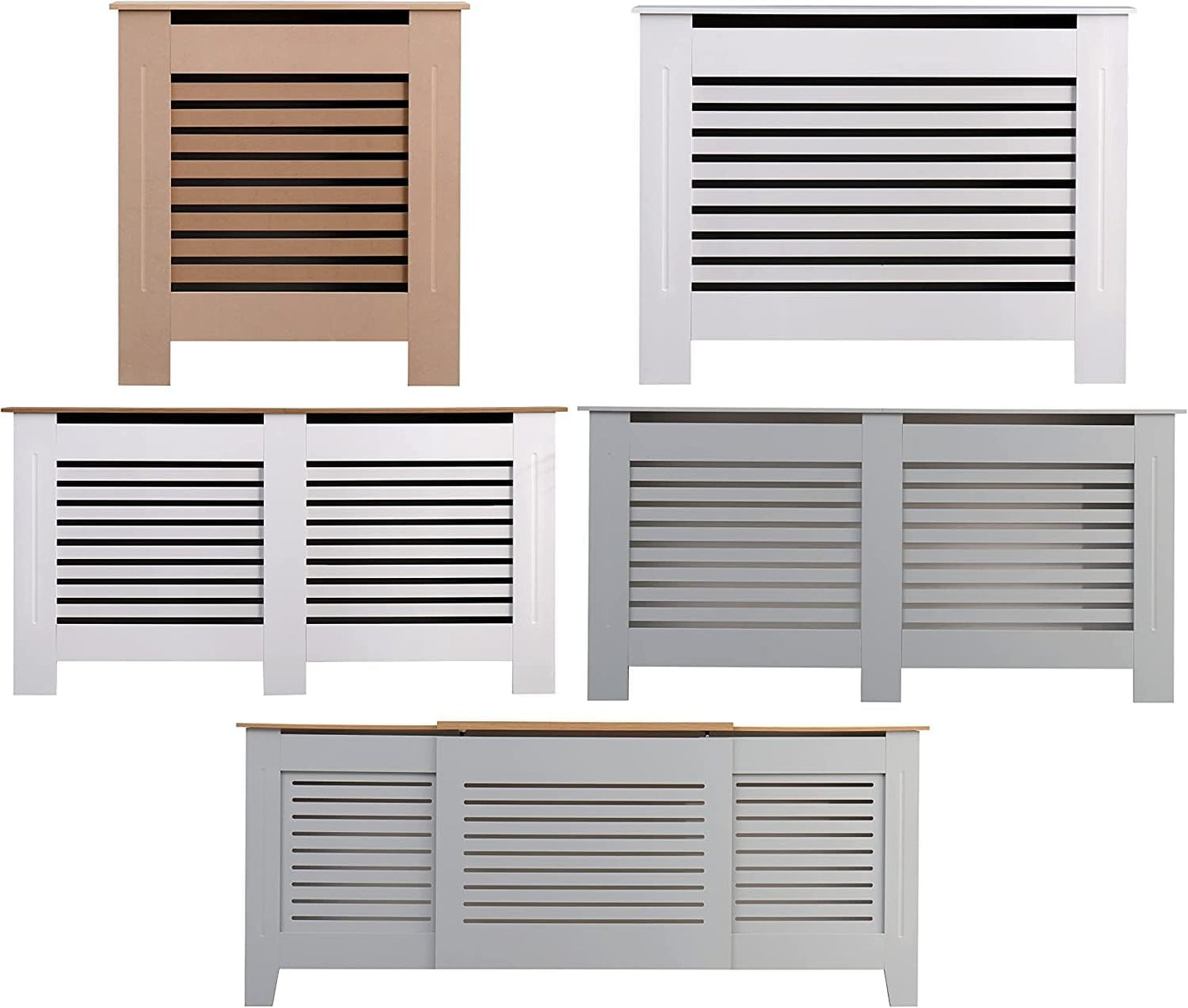 AVC Designs Kensington Radiator Cover Cabinet – Horizontal Slats, 5 Size Options & 5 Colours | Freestanding MDF, Custom Fit