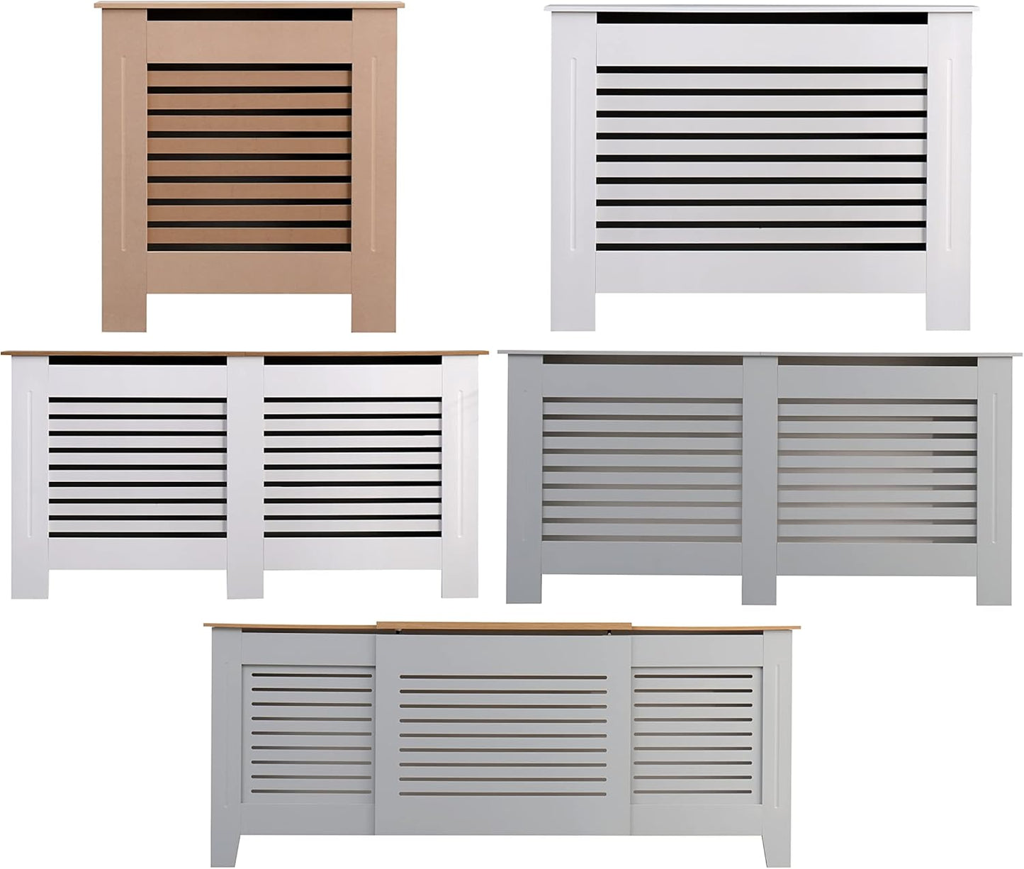 AVC Designs Kensington Radiator Cover Cabinet – Horizontal Slats, 5 Size Options & 5 Colours | Freestanding MDF, Custom Fit