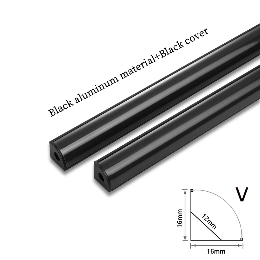 LED Aluminium Profile 0.5M/Pcs, U/V Shape Corner for 5050 2835 LED Strip, Channel Holder in White or Black Cover