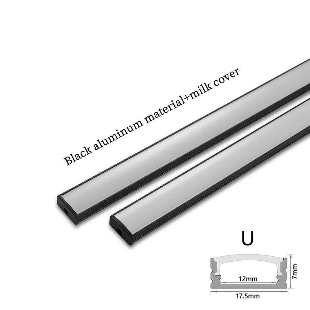 LED Aluminium Profile 0.5M/Pcs, U/V Shape Corner for 5050 2835 LED Strip, Channel Holder in White or Black Cover