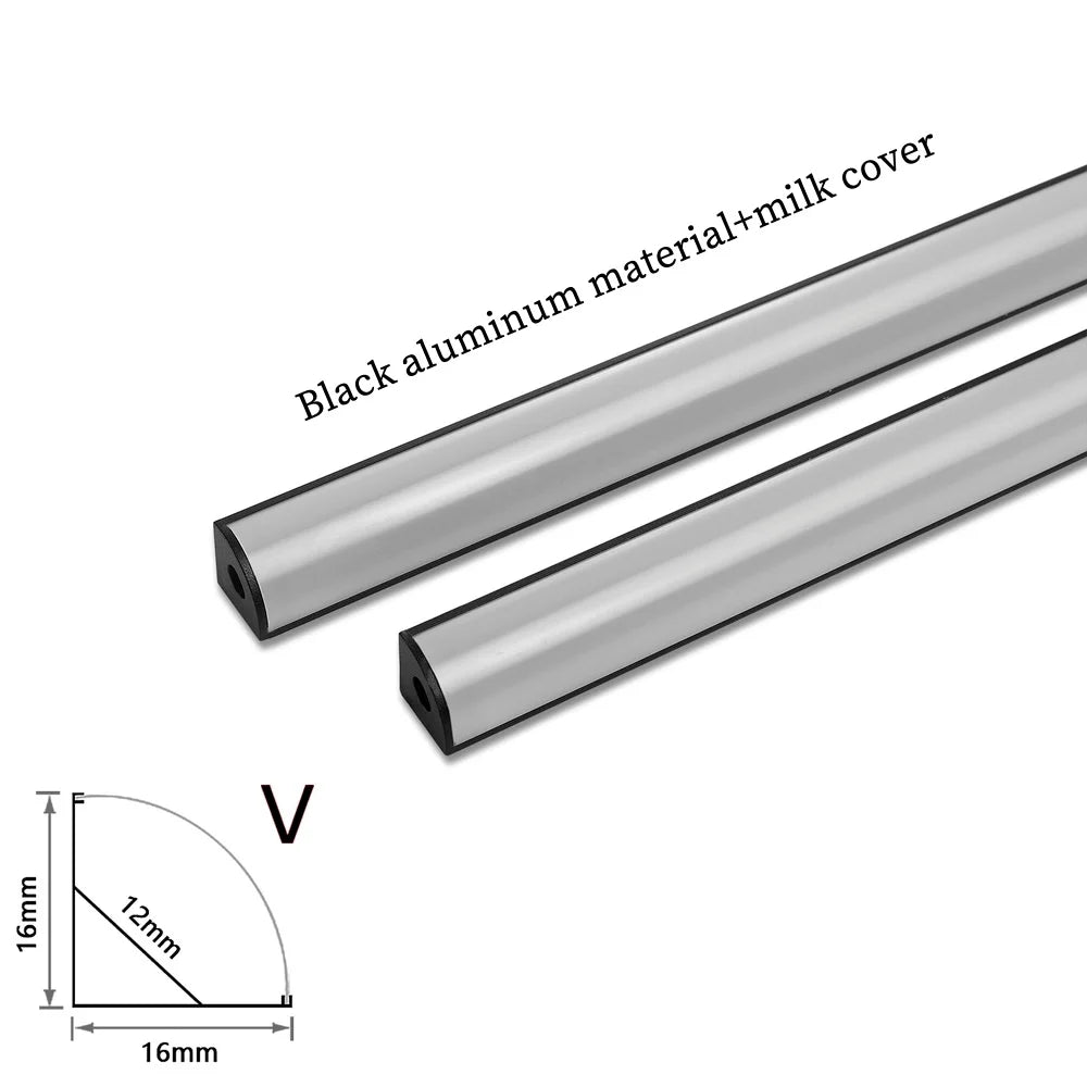 LED Aluminium Profile 0.5M/Pcs, U/V Shape Corner for 5050 2835 LED Strip, Channel Holder in White or Black Cover