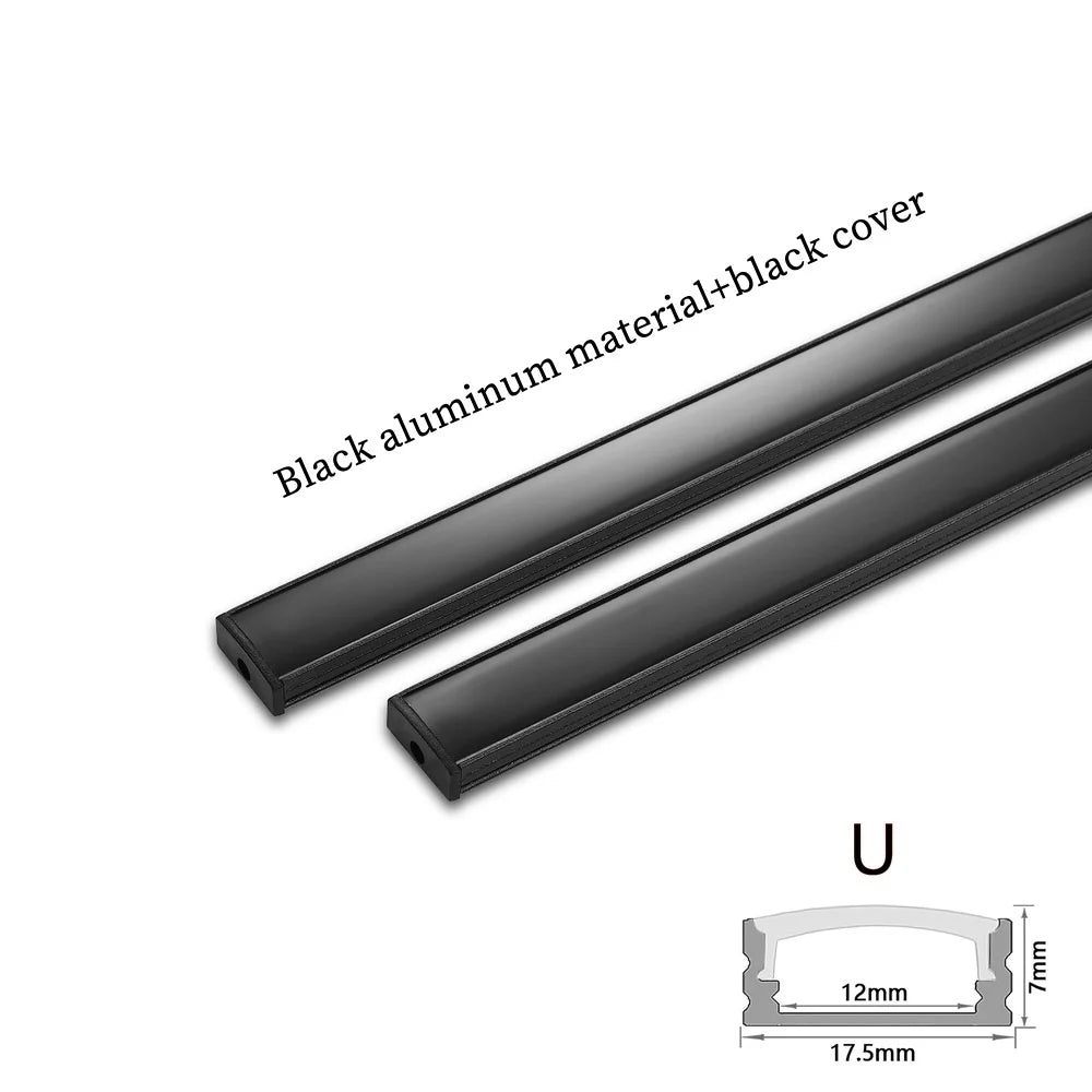 LED Aluminium Profile 0.5M/Pcs, U/V Shape Corner for 5050 2835 LED Strip, Channel Holder in White or Black Cover