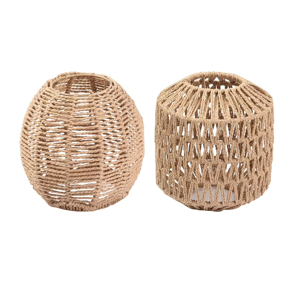 Simulated Rattan Light Fixture Vintage Chandelier Lamp Shade Handmade Woven Lamp Shade for Living Room Bedroom Hotel Restaurant