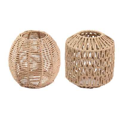 Simulated Rattan Light Fixture Vintage Chandelier Lamp Shade Handmade Woven Lamp Shade for Living Room Bedroom Hotel Restaurant