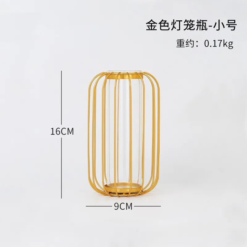 Nordic Geometric Glass Vase – Elegant Hydroponic Plant Holder for Minimalist Modern Home Decor