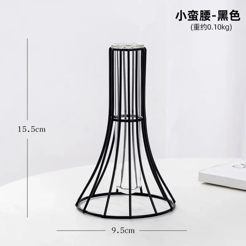 Nordic Geometric Glass Vase – Elegant Hydroponic Plant Holder for Minimalist Modern Home Decor