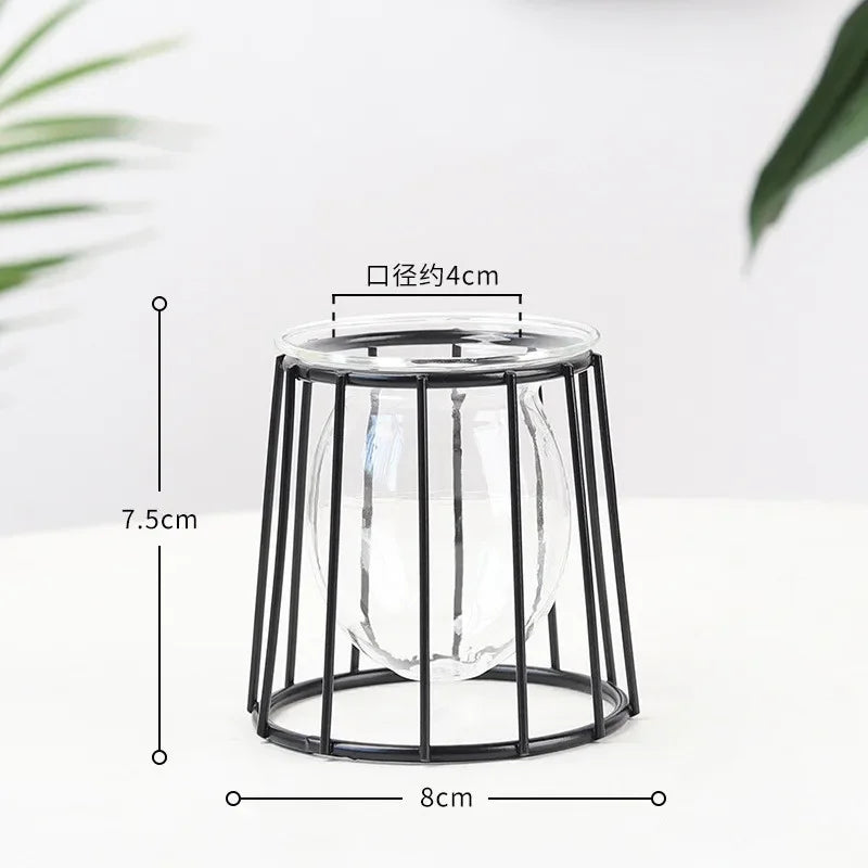 Nordic Geometric Glass Vase – Elegant Hydroponic Plant Holder for Minimalist Modern Home Decor