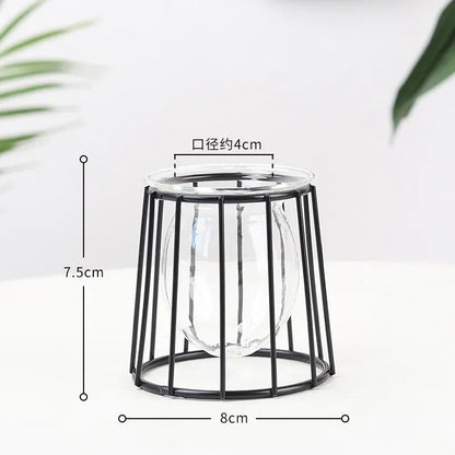 Nordic Geometric Glass Vase – Elegant Hydroponic Plant Holder for Minimalist Modern Home Decor