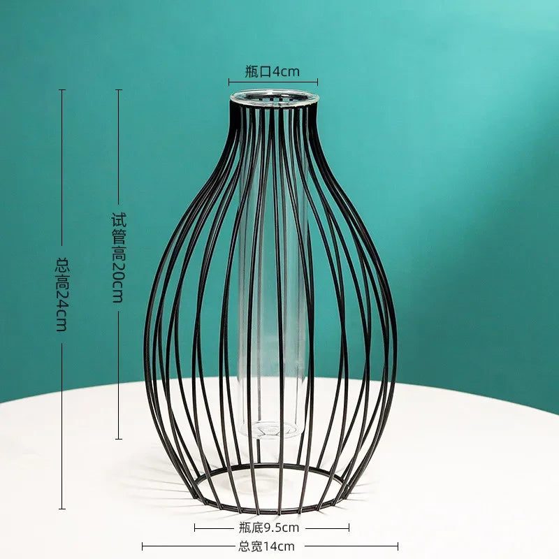 Nordic Geometric Glass Vase – Elegant Hydroponic Plant Holder for Minimalist Modern Home Decor