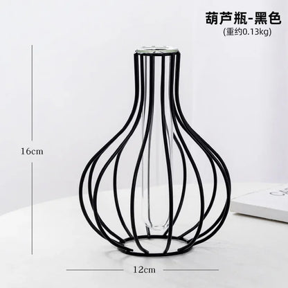 Nordic Geometric Glass Vase – Elegant Hydroponic Plant Holder for Minimalist Modern Home Decor