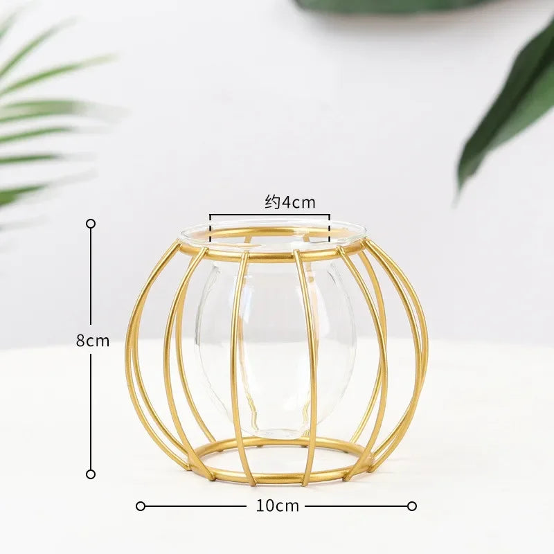 Nordic Geometric Glass Vase – Elegant Hydroponic Plant Holder for Minimalist Modern Home Decor
