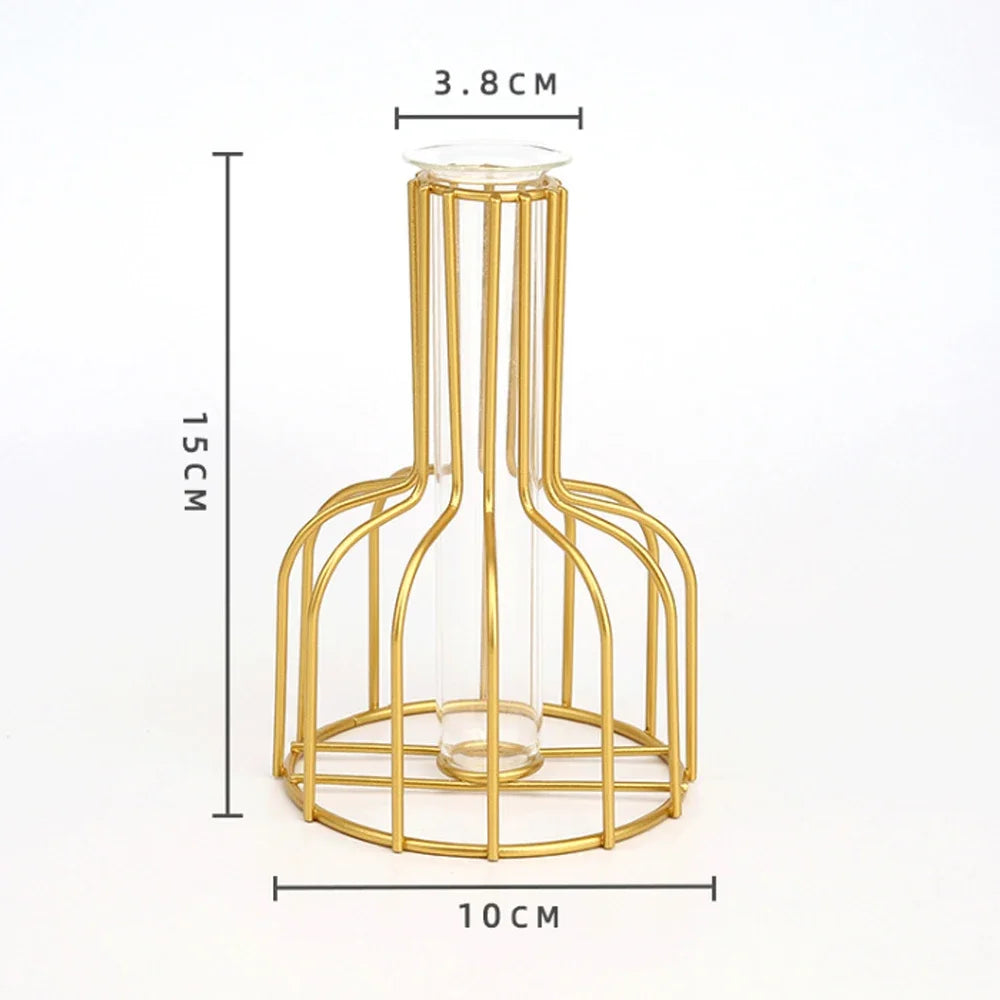 Nordic Geometric Glass Vase – Elegant Hydroponic Plant Holder for Minimalist Modern Home Decor