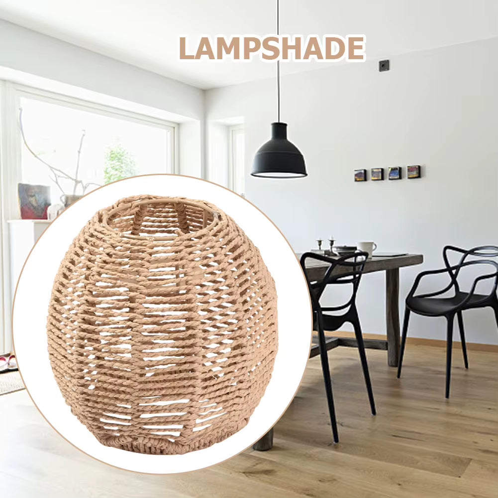 Simulated Rattan Light Fixture Vintage Chandelier Lamp Shade Handmade Woven Lamp Shade for Living Room Bedroom Hotel Restaurant