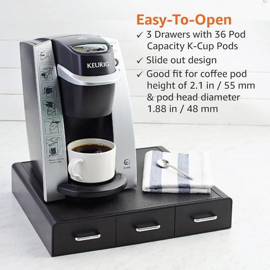 Sleek Coffee Pod Storage Drawer – Holds Up to 36 Capsules | Black
