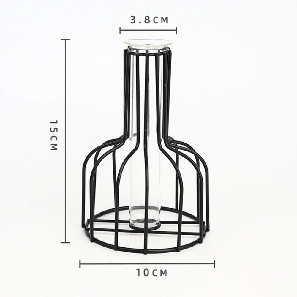 Nordic Geometric Glass Vase – Elegant Hydroponic Plant Holder for Minimalist Modern Home Decor