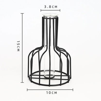 Nordic Geometric Glass Vase – Elegant Hydroponic Plant Holder for Minimalist Modern Home Decor