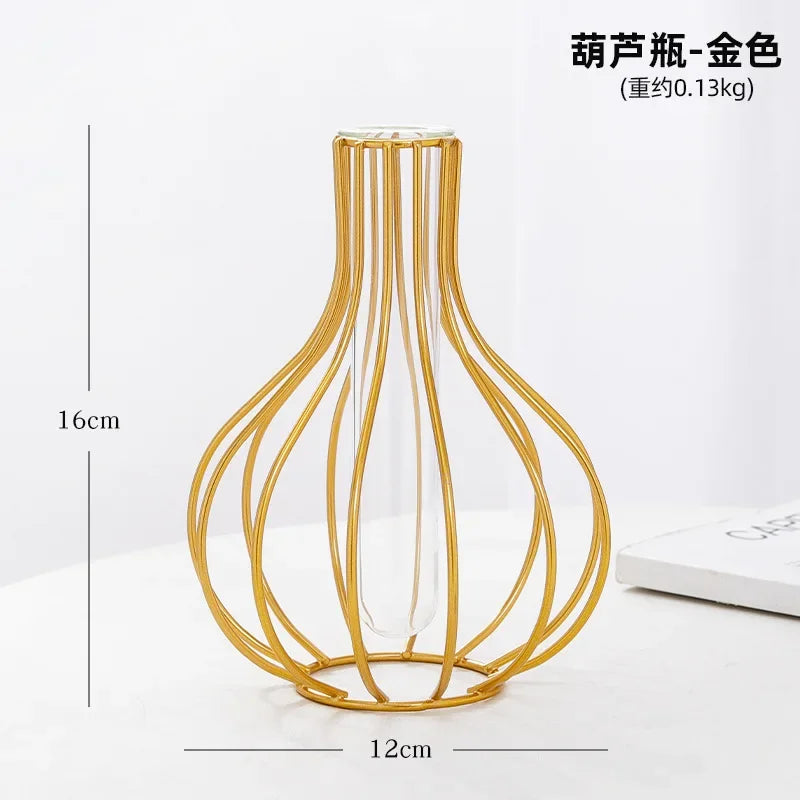 Nordic Geometric Glass Vase – Elegant Hydroponic Plant Holder for Minimalist Modern Home Decor