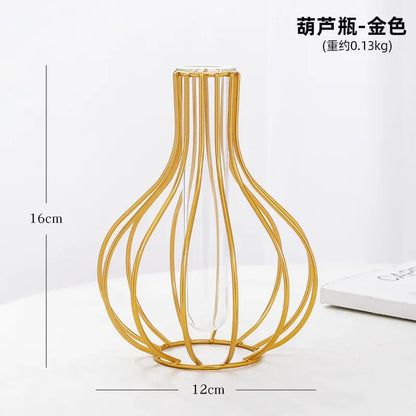 Nordic Geometric Glass Vase – Elegant Hydroponic Plant Holder for Minimalist Modern Home Decor